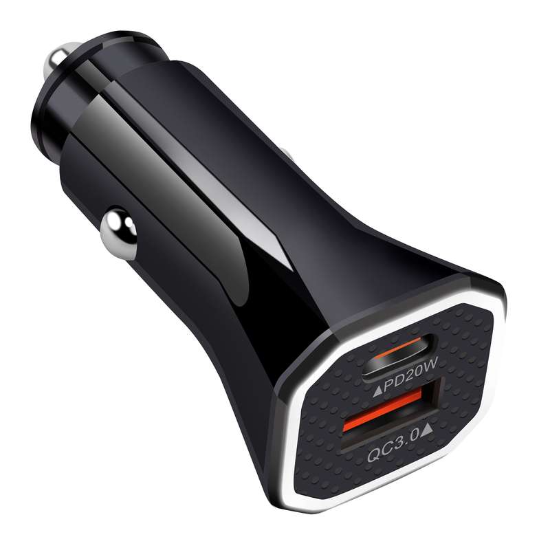 YSY-316PD20W QC3.0 USB + PD 20W USB-C / Type-C Polygon Dual Ports Fast Charging Car Charger(Black)
