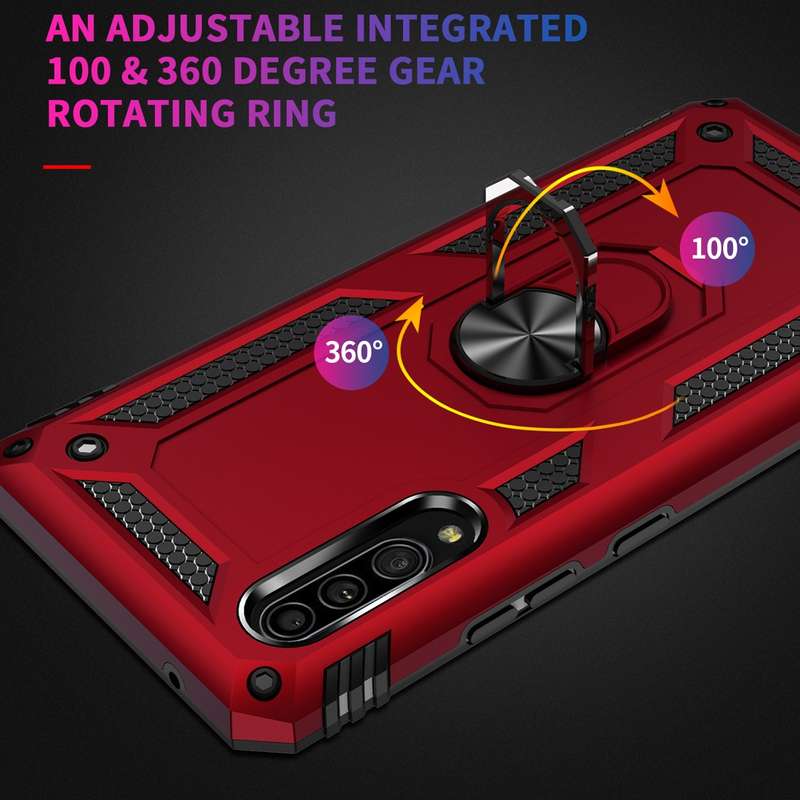 For Galaxy A90 5G Armor Shockproof TPU + PC Protective Case with 360 Degree Rotation Holder(Black)