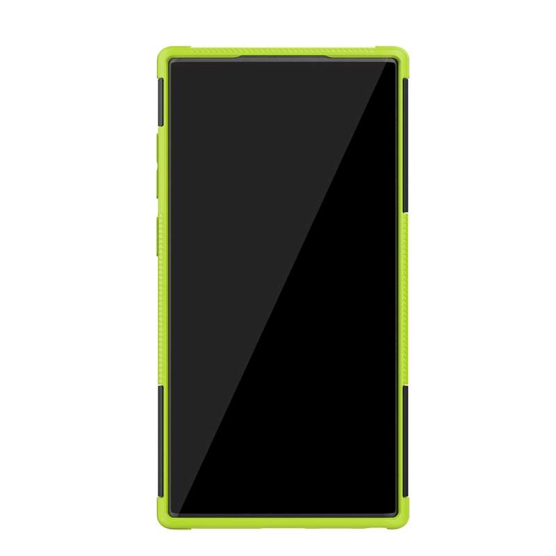 For Galaxy Note 10 Plus Tire Texture TPU + PC Shockproof Case with Holder(Green)