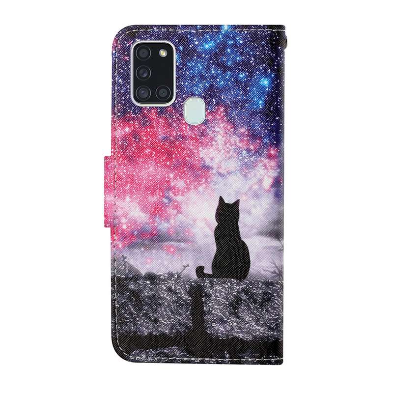 For Samsung Galaxy A21s Colored Drawing Pattern Horizontal Flip Leather Case with Holder & Card Slot