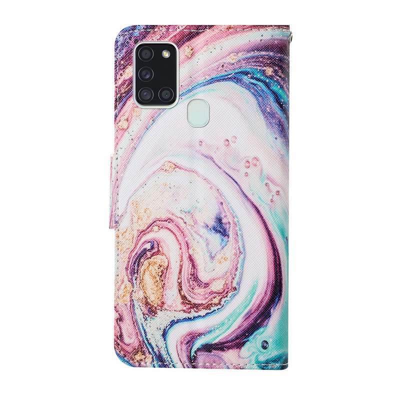 For Samsung Galaxy A21s Colored Drawing Pattern Horizontal Flip Leather Case with Holder & Card Slot