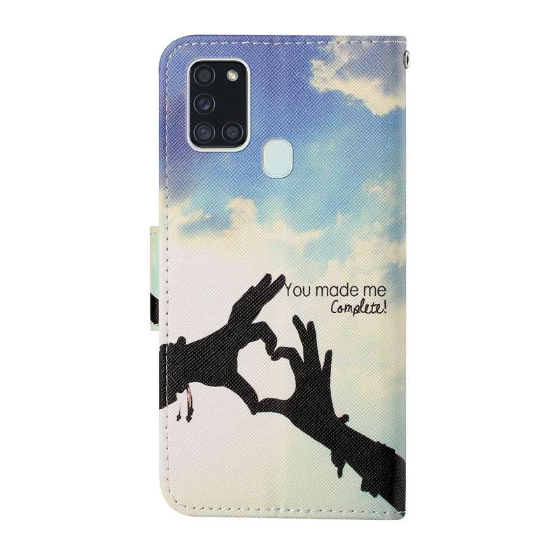 For Samsung Galaxy A21s Colored Drawing Pattern Horizontal Flip Leather Case with Holder & Card Slot