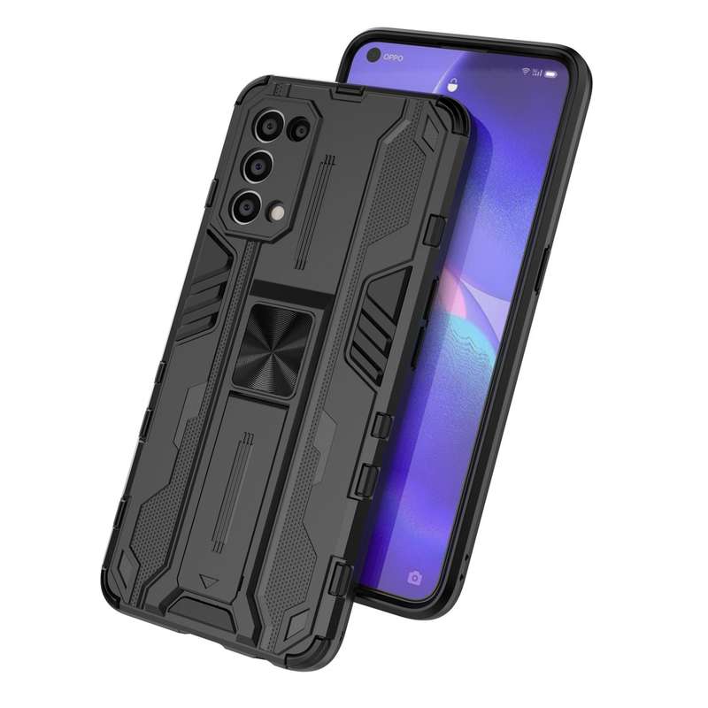For OPPO Reno5 5G / 4G Supersonic PC + TPU Shock-proof Protective Case with Holder(Silver)