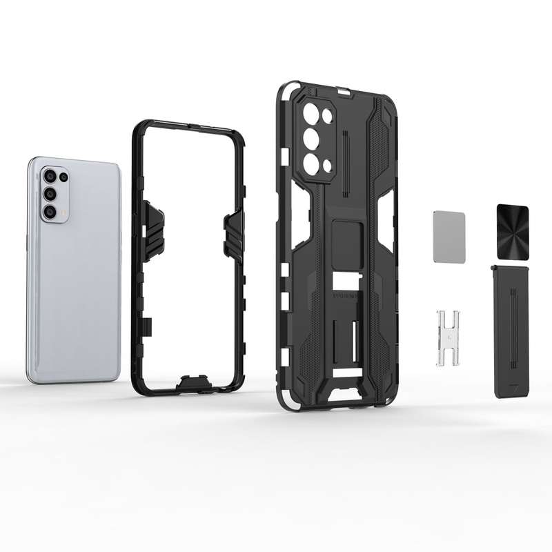 For OPPO Reno5 5G / 4G Supersonic PC + TPU Shock-proof Protective Case with Holder(Silver)