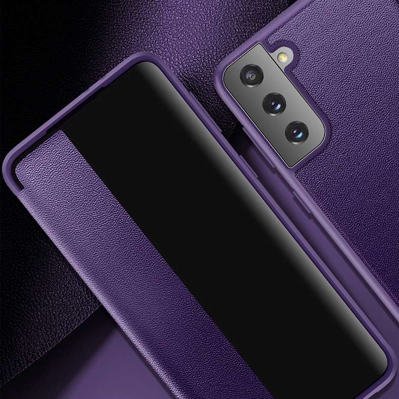 For Samsung Galaxy S21 Ultra 5G Magnetic Side Window View Shockproof Horizontal Flip Leather Case(Bl
