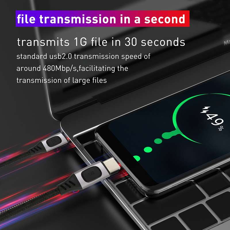 100W 5A USB-C / Type-C Male to USB-C / Type-C Male PD Fast Charging Braided Data Cable, Cable Length