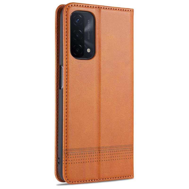 For OPPO A74 (5G) AZNS Magnetic Calf Texture Horizontal Flip Leather Case with Card Slots & Holder &