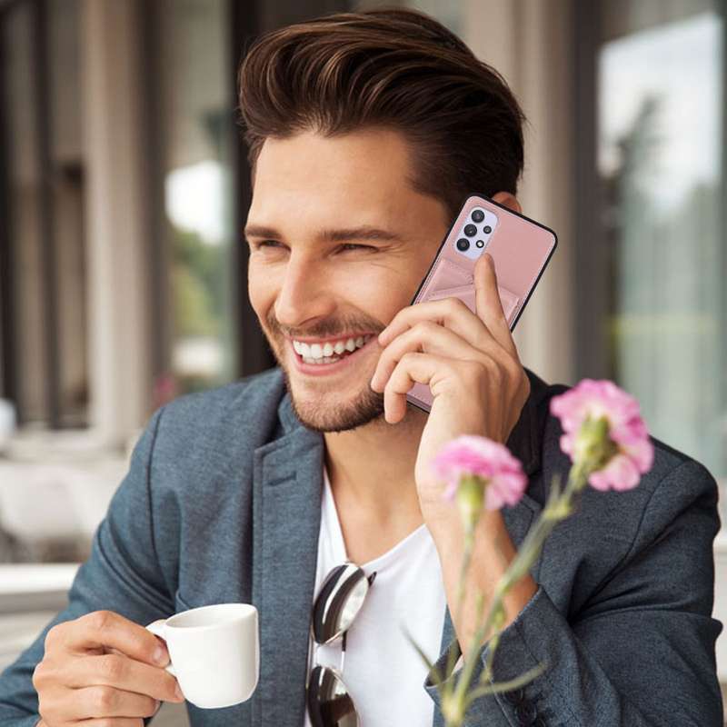 For Samsung Galaxy A32 5G Skin Feel PU + TPU + PC Back Cover Shockproof Case with Card Slots & Holde