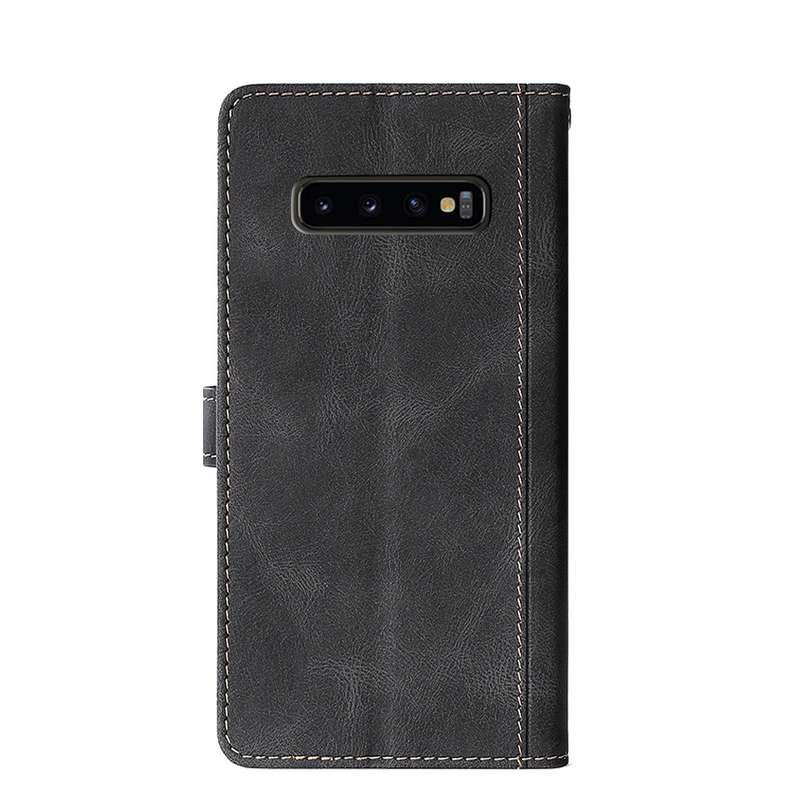 For Samsung Galaxy S10 5G Stitching Skin Feel Magnetic Buckle Horizontal Flip PU Leather Case with H