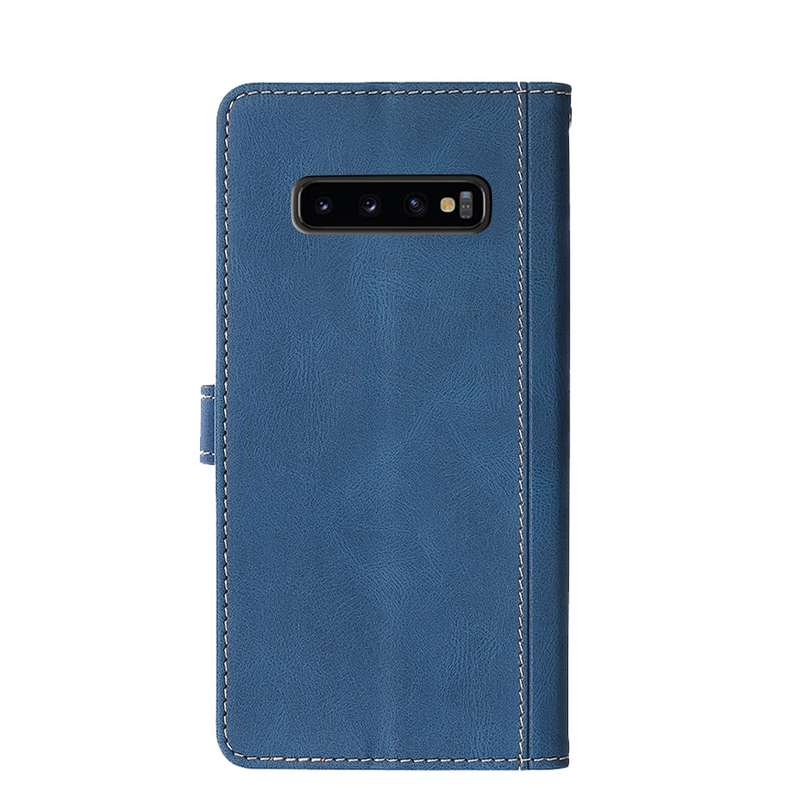 For Samsung Galaxy S10 5G Stitching Skin Feel Magnetic Buckle Horizontal Flip PU Leather Case with H