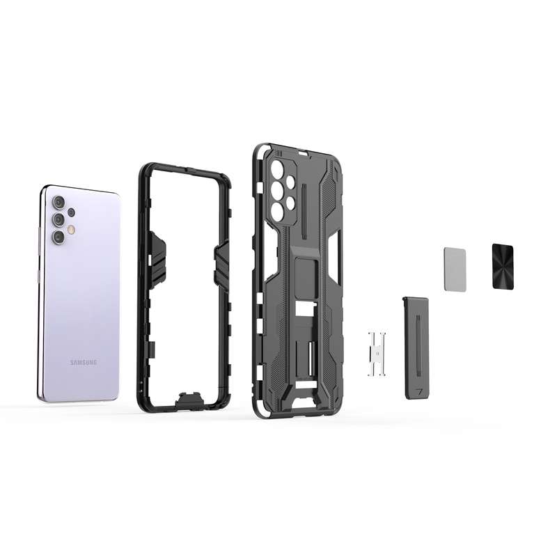 For Samsung Galaxy A32 4G Supersonic PC + TPU Shock-proof Protective Case with Holder(Grey)