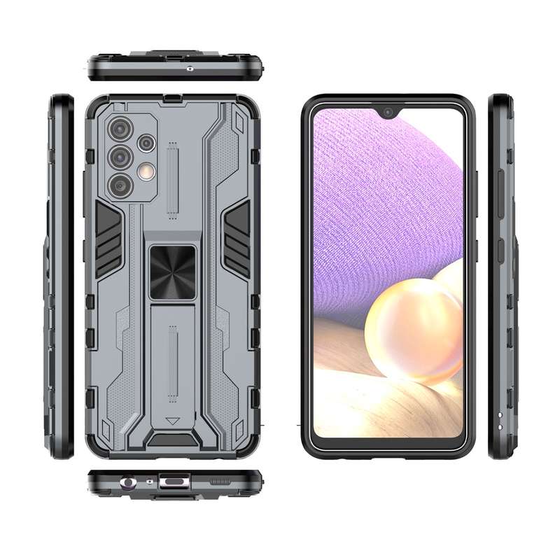 For Samsung Galaxy A32 4G Supersonic PC + TPU Shock-proof Protective Case with Holder(Grey)