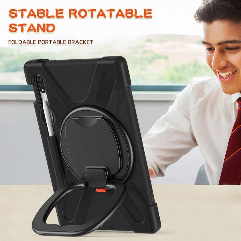 For Samsung Galaxy Tab S8 / Galaxy Tab S7 T870 / T875 Silicone + PC Protective Case with Holder & Sh