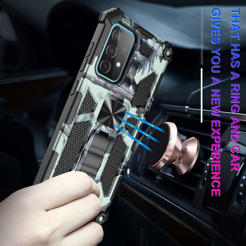 For Samsung Galaxy A71 5G Camouflage Armor Shockproof TPU + PC Magnetic Protective Case with Holder(