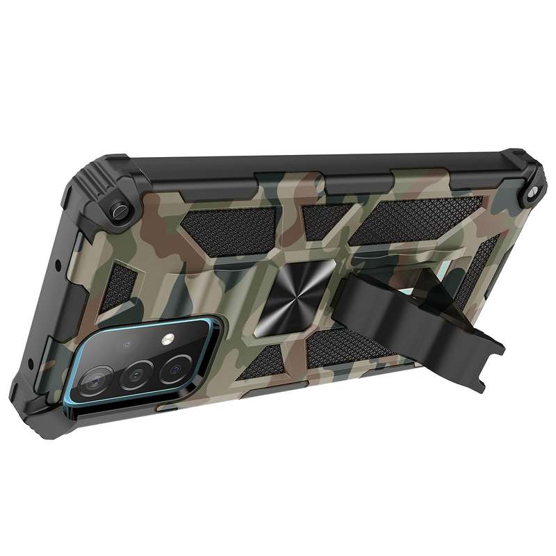 For Samsung Galaxy A71 5G Camouflage Armor Shockproof TPU + PC Magnetic Protective Case with Holder(