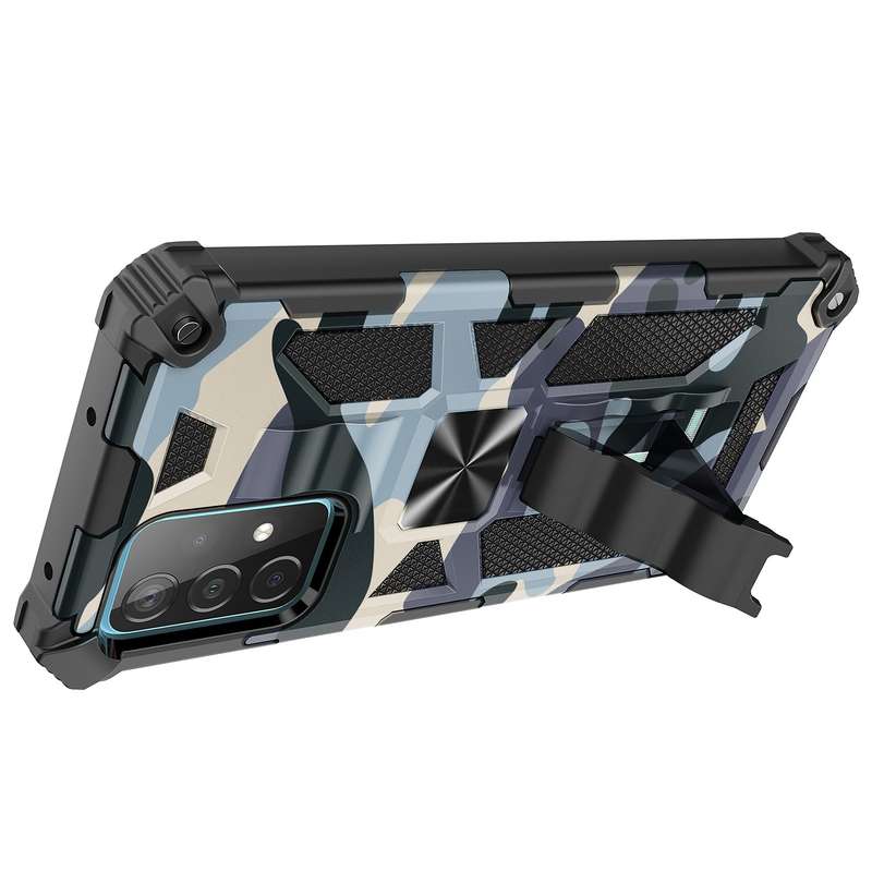 For Samsung Galaxy A71 5G Camouflage Armor Shockproof TPU + PC Magnetic Protective Case with Holder(