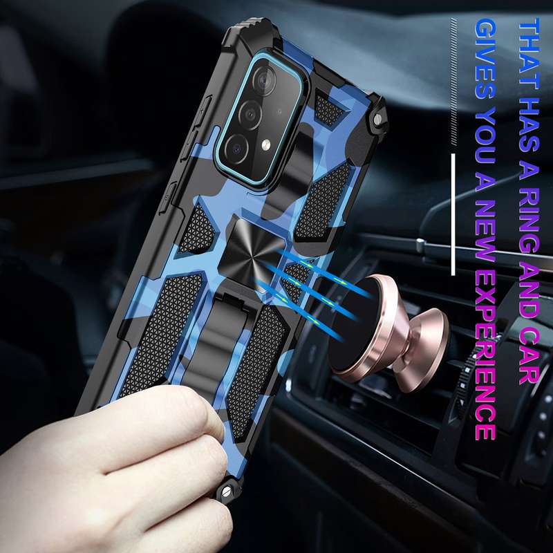 For Samsung Galaxy A71 5G Camouflage Armor Shockproof TPU + PC Magnetic Protective Case with Holder(