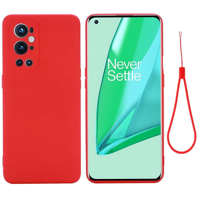 For OnePlus 9 Pro Solid Color Liquid Silicone Dropproof Full Coverage Protective Case(Red)