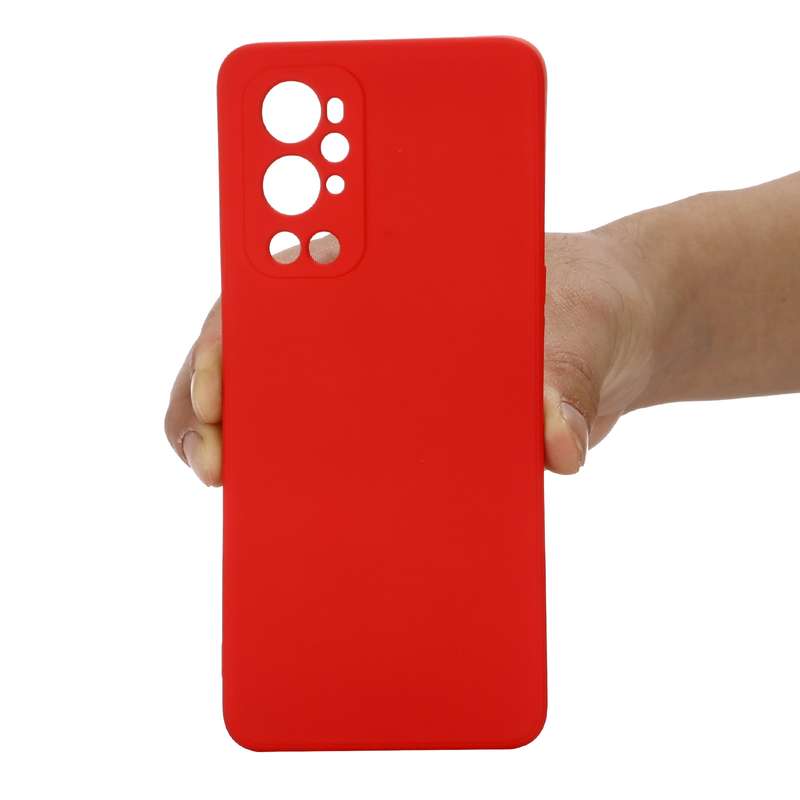 For OnePlus 9 Pro Solid Color Liquid Silicone Dropproof Full Coverage Protective Case(Red)