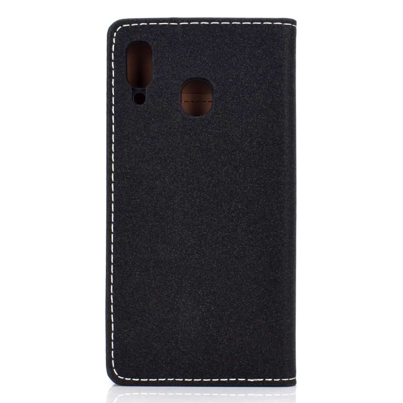 For Galaxy A30 Solid Color Magnetic Horizontal Flip Leather Case with Card Slot & Holder(Black)