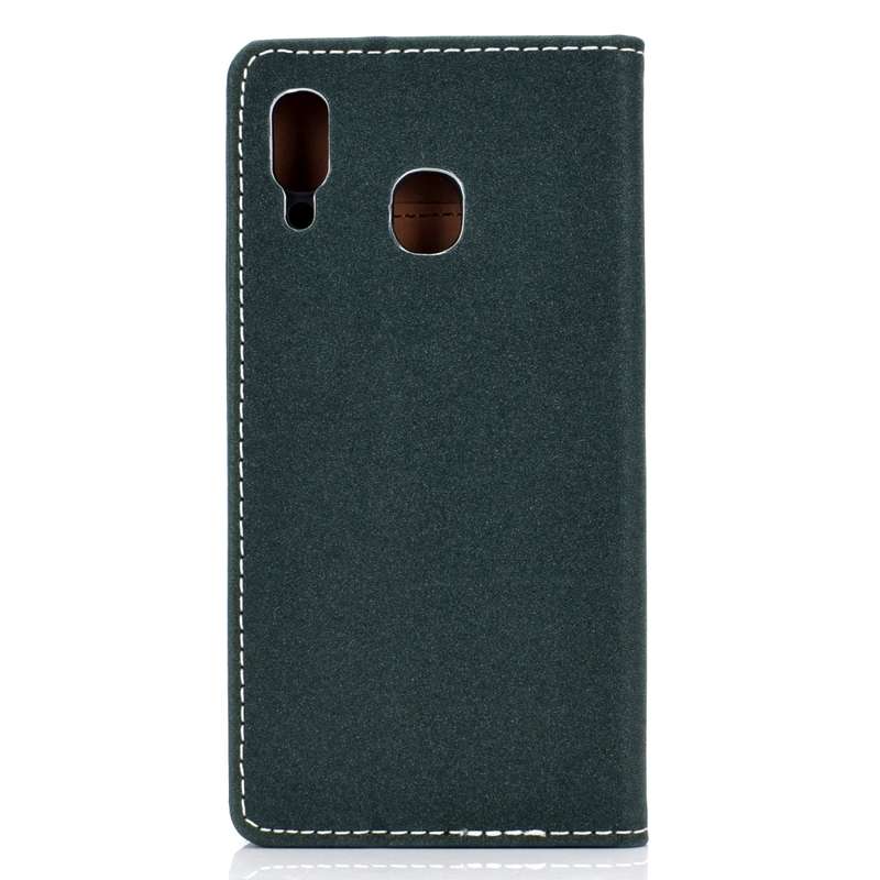 For Galaxy A30 Solid Color Magnetic Horizontal Flip Leather Case with Card Slot & Holder(Black)