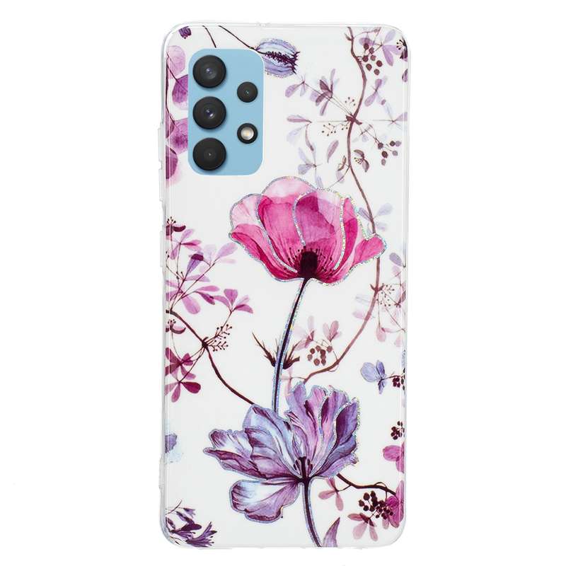 For Samsung Galaxy A32 4G Electroplating TPU Protective Case(Pink White Rhombus)