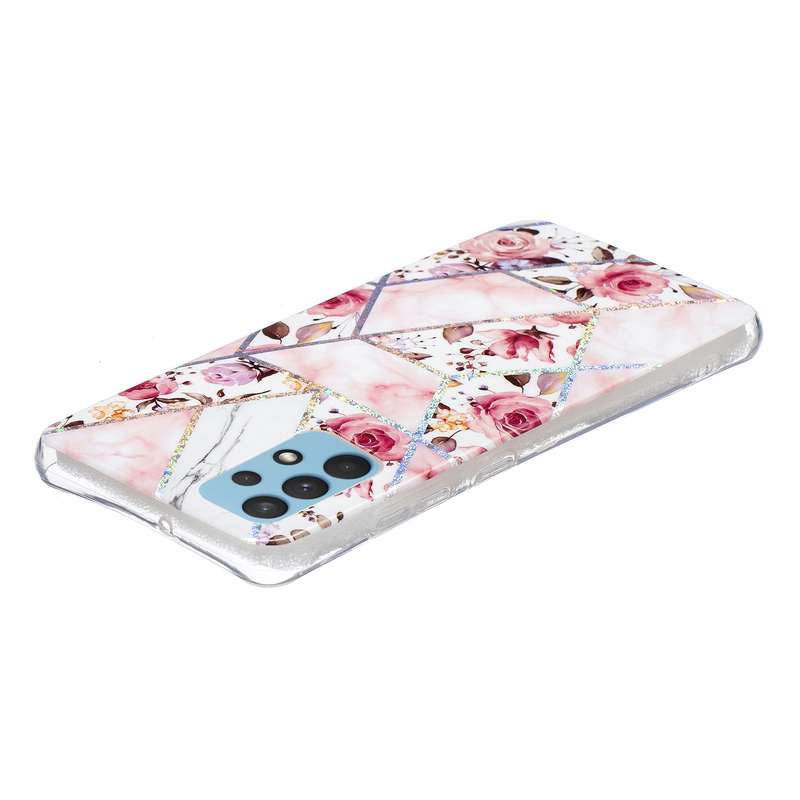 For Samsung Galaxy A32 4G Electroplating TPU Protective Case(Pink White Rhombus)