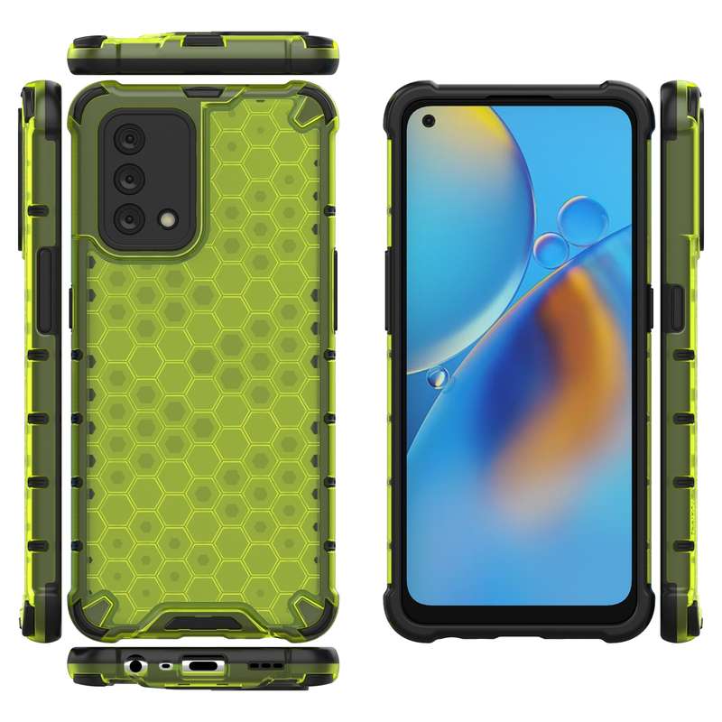 For OPPO A74 4G Shockproof Honeycomb PC + TPU Case(Black)