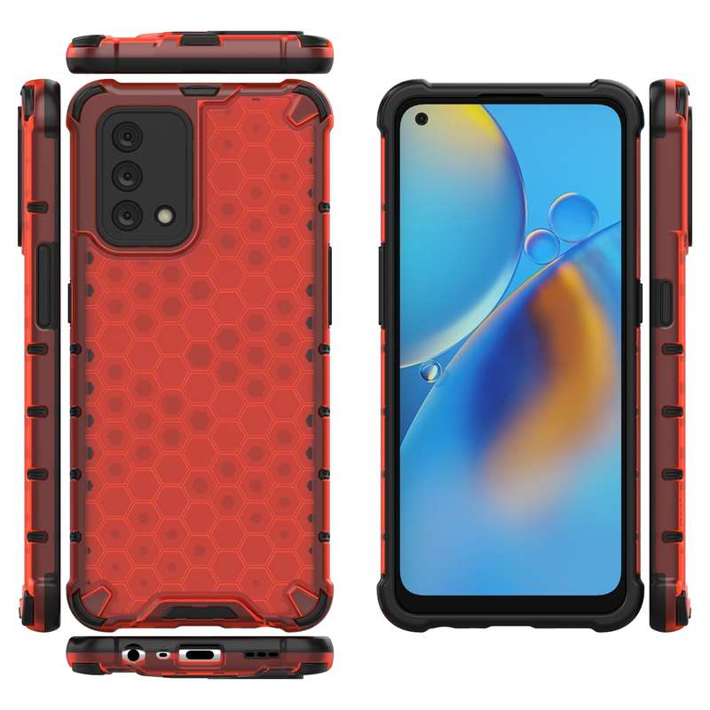 For OPPO A74 4G Shockproof Honeycomb PC + TPU Case(Black)
