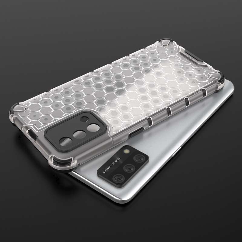 For OPPO A74 4G Shockproof Honeycomb PC + TPU Case(Black)