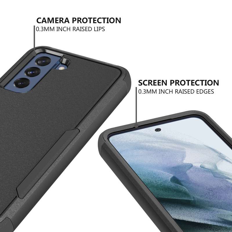 For Samsung Galaxy S21 FE TPU + PC Shockproof Protective Case(Black)