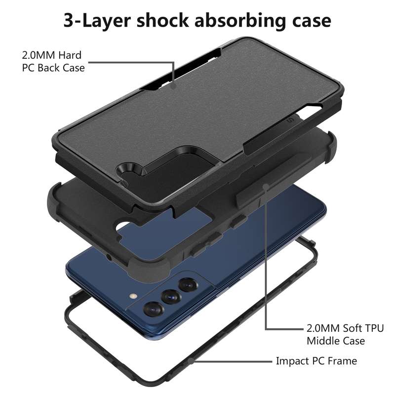 For Samsung Galaxy S21 FE TPU + PC Shockproof Protective Case(Black)