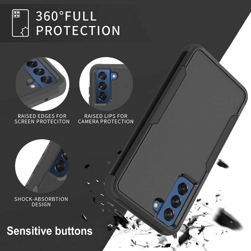 For Samsung Galaxy S21 FE TPU + PC Shockproof Protective Case(Black)