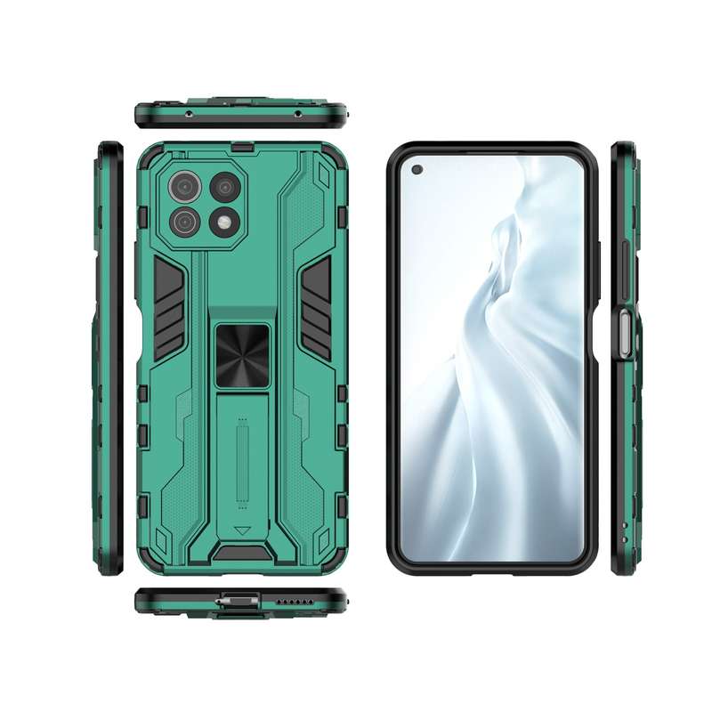 For Xiaomi Mi 11 Lite Supersonic PC + TPU Shock-proof Protective Case with Holder(Green)