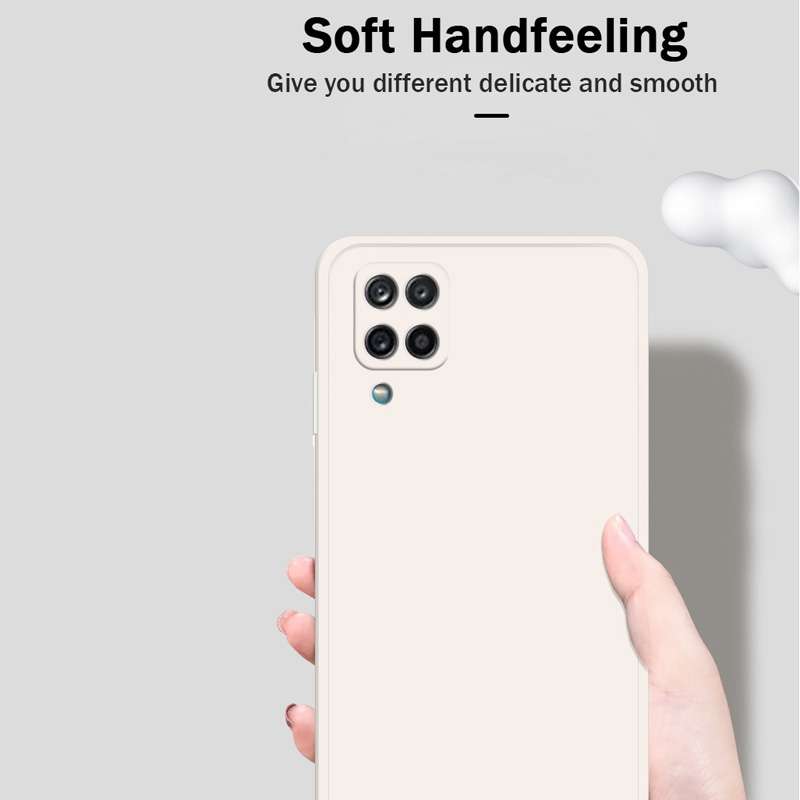 For Samsung Galaxy A12 5G Solid Color Imitation Liquid Silicone Straight Edge Dropproof Full Coverag