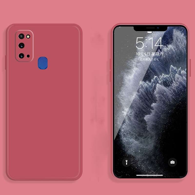 For Samsung Galaxy A12 5G Solid Color Imitation Liquid Silicone Straight Edge Dropproof Full Coverag