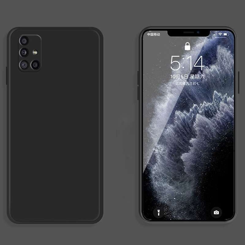 For Samsung Galaxy A21s Solid Color Imitation Liquid Silicone Straight Edge Dropproof Full Coverage