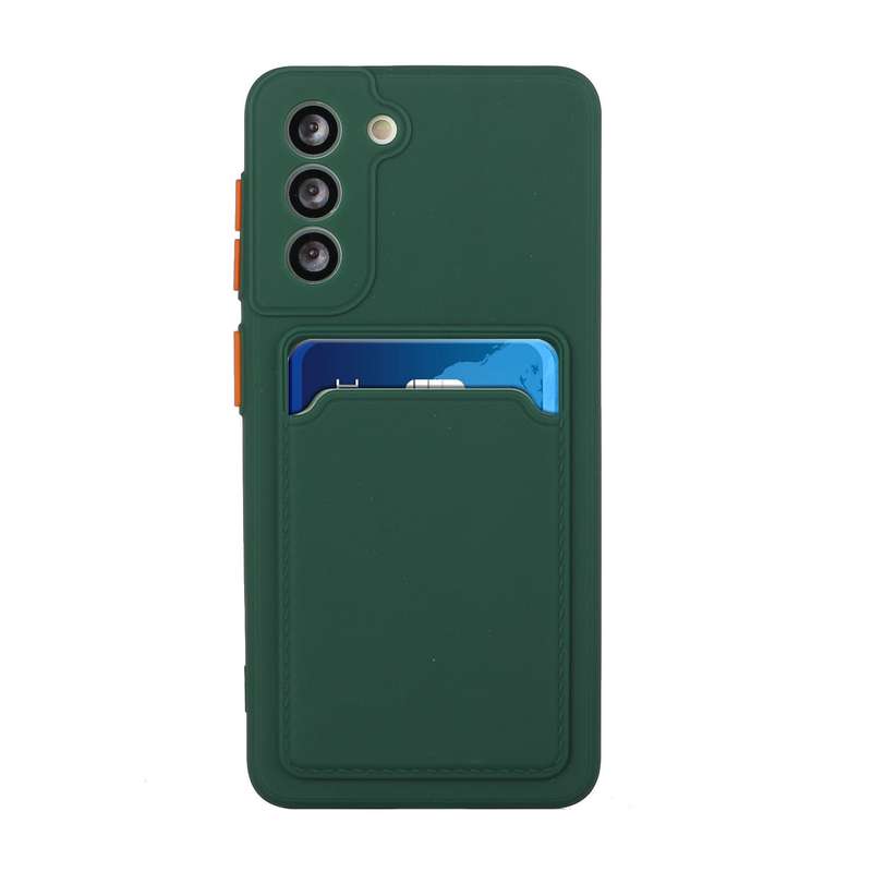 For Samsung Galaxy S21 5G Card Slot Design Shockproof TPU Protective Case(Dark Green)