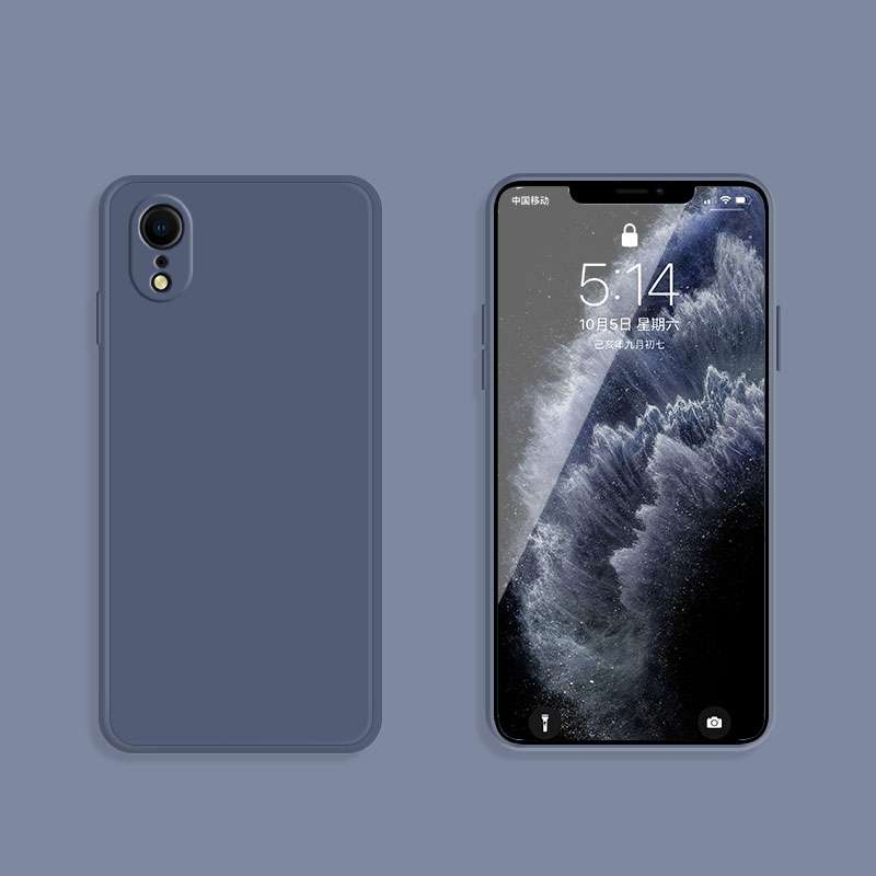 For iPhone XR Solid Color Imitation Liquid Silicone Straight Edge Dropproof Full Coverage Protective