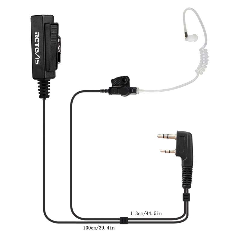 RETEVIS TK 2 Pin Long Clip Air Guide Covert Acoustic Tube Earpiece Speaker Microphone for H-777 / R