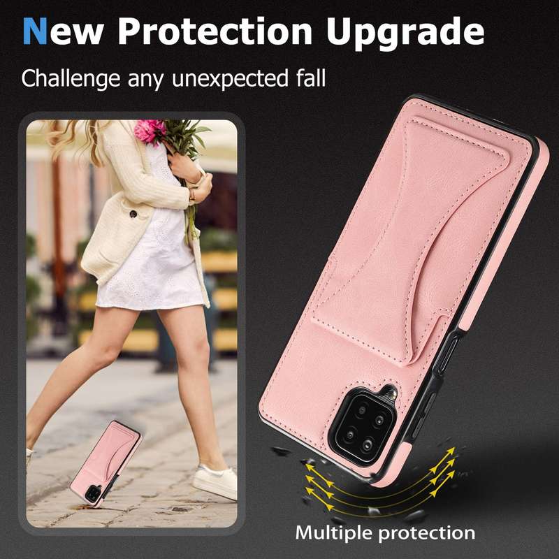 For Samsung Galaxy A12 Ultra-thin Shockproof Protective Case with Holder(Brown)