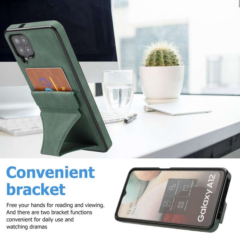 For Samsung Galaxy A12 Ultra-thin Shockproof Protective Case with Holder(Brown)