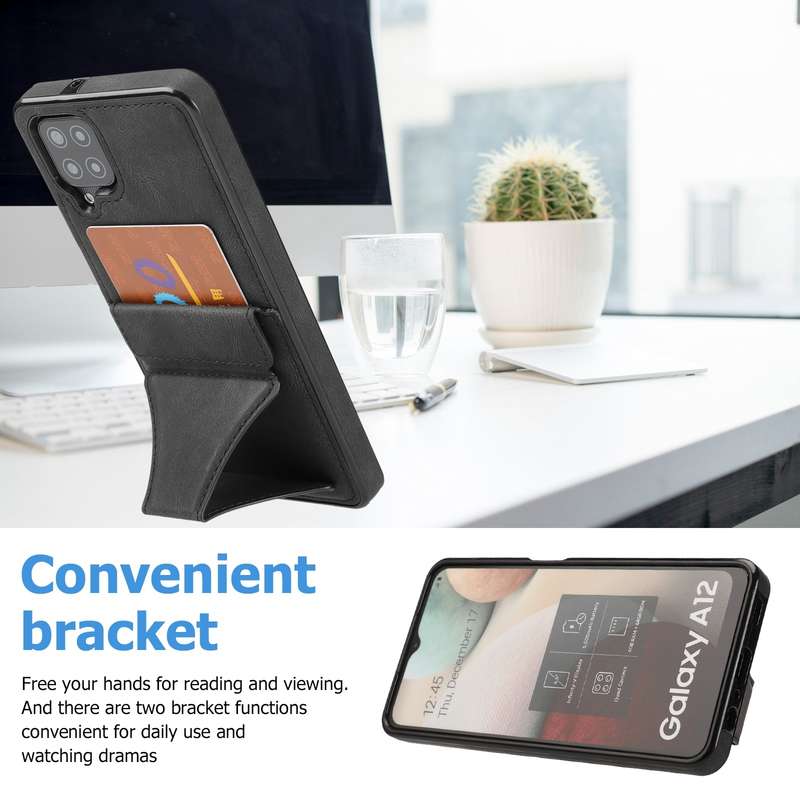 For Samsung Galaxy A12 Ultra-thin Shockproof Protective Case with Holder(Brown)