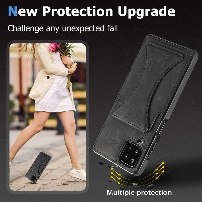 For Samsung Galaxy A12 Ultra-thin Shockproof Protective Case with Holder(Brown)