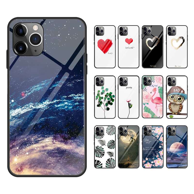 For iPhone 11 Colorful Painted Glass Case(Purple Sky)