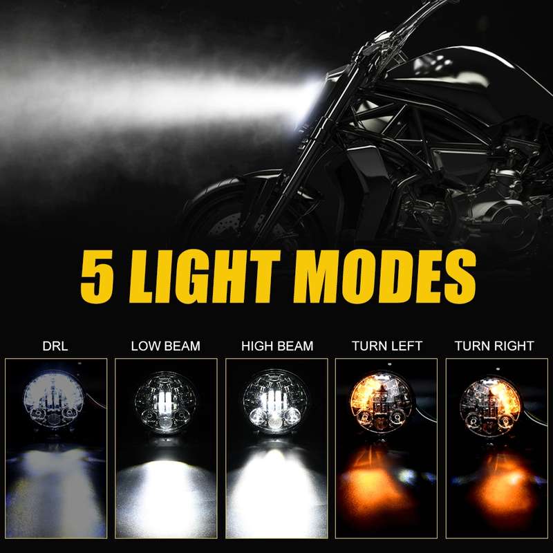 DC9-30V / 6000K / 3000K / 20000LM 5.75 inch Motorcycle Gradient Headlight
