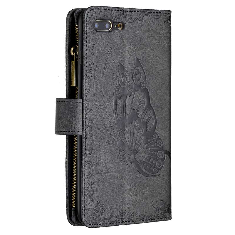 For iPhone XR Flying Butterfly Embossing Pattern Zipper Horizontal Flip Leather Case with Holder & C