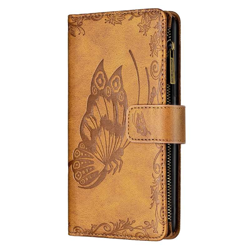 For iPhone XR Flying Butterfly Embossing Pattern Zipper Horizontal Flip Leather Case with Holder & C