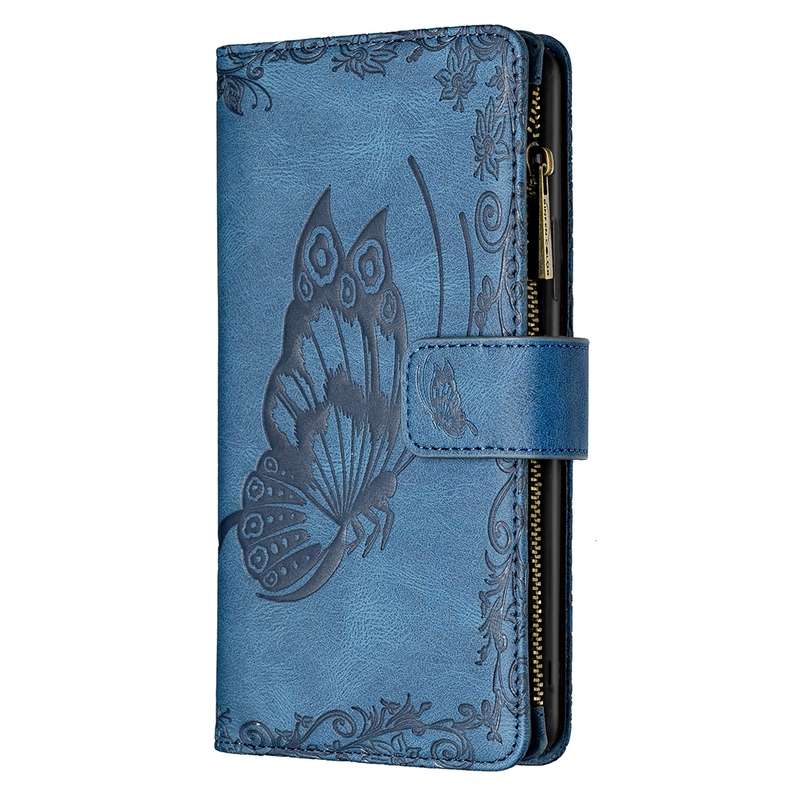 For iPhone XR Flying Butterfly Embossing Pattern Zipper Horizontal Flip Leather Case with Holder & C