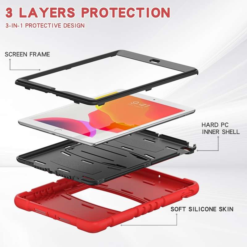 For iPad 10.2 2021 / 2020 / 2019 3-Layer Protection Screen Frame + PC + Silicone Shockproof Combinat
